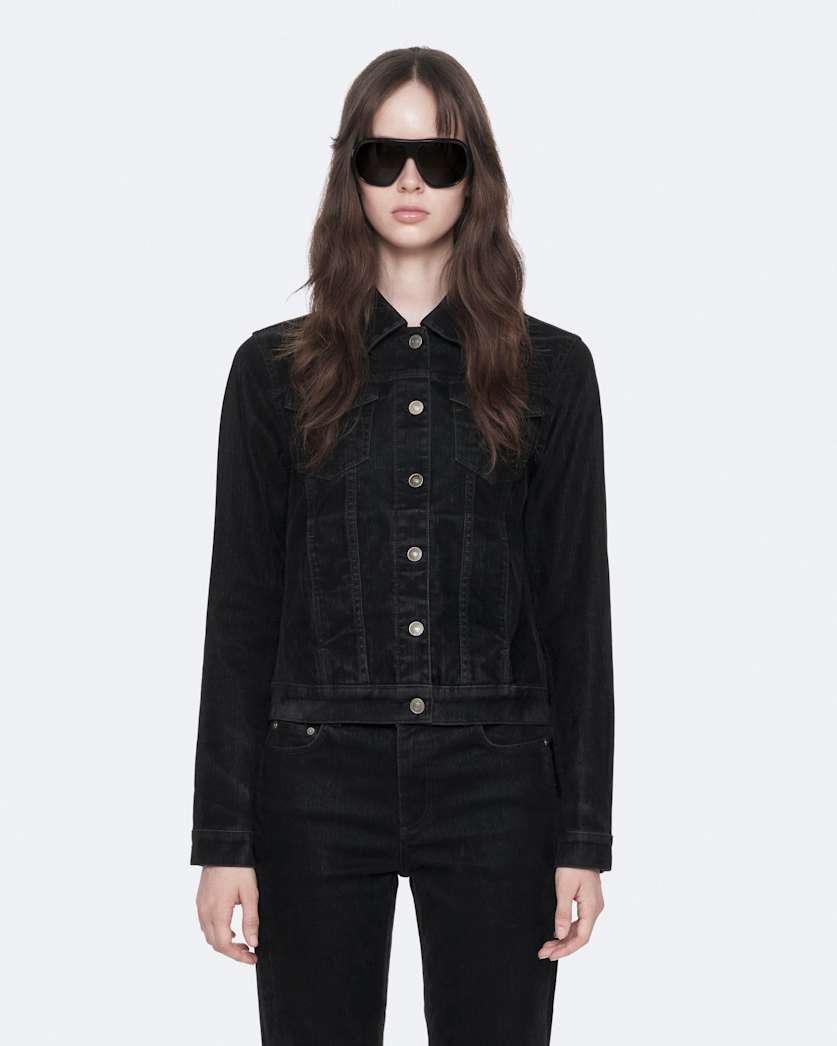 Flocked Denim Slim-Fit Trucker Jacket BLACK FLOCK | ALLSAINTS US